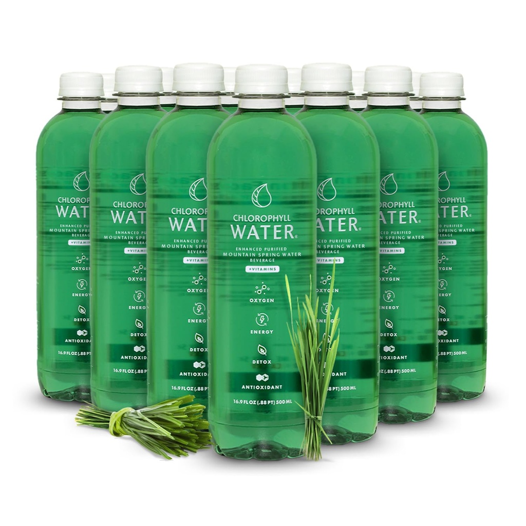 Chlorophyll Water – Sıvı Chlorophyll 12Pack (16.9oz) | Vitamin A, B12, C, D | Detox Cleanse, alkalin Water, Energy Boost | Water | Plant-Based | Clean Label Project | Hydration Support