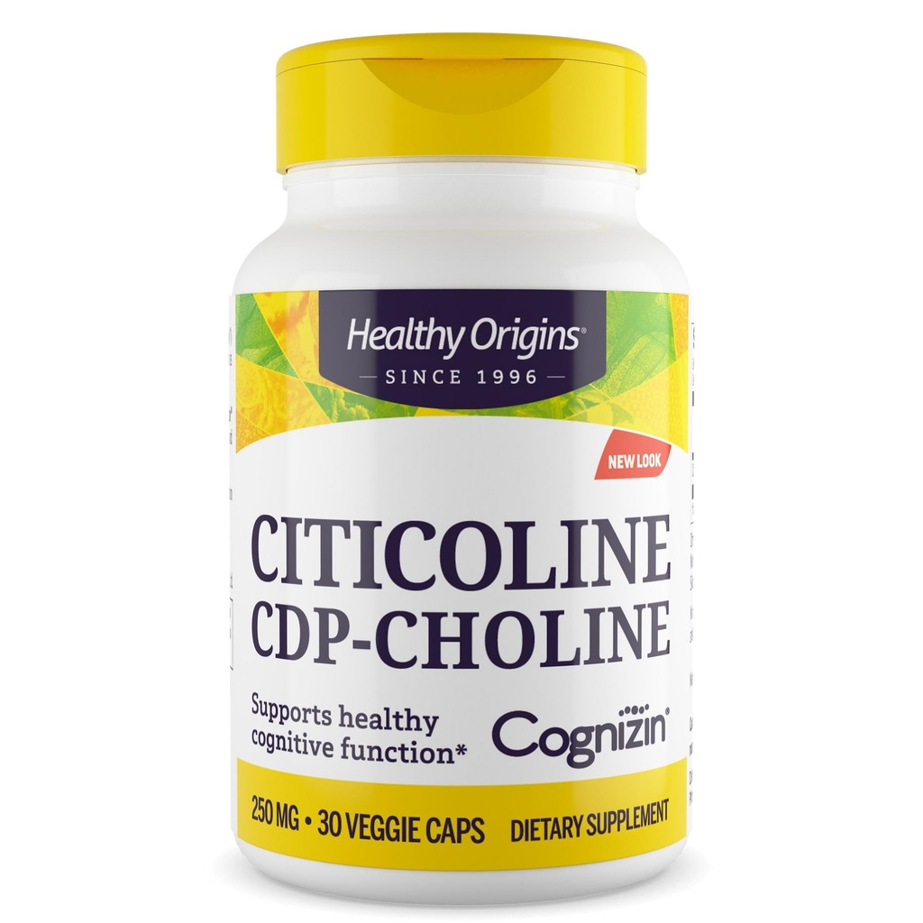 Sağlıklı Origins Cog ETF (Citicoline), 250 mg - Citicoline CDP Choline ile Bellek için Beyin Tamamı - Non-GMO, Vegan & Gluten-Free Supplement - 30 Veggie Capsules