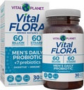 Vital Planet - Vital Flora Men's Daily Probiyotik, 60 Milyar CFU, 60 Diverse Strains, 7 Organik Prebiyotik, Immune Support, Gas Relief, Colon and Digestive Health Probiyotiks for Men 30 Capsules