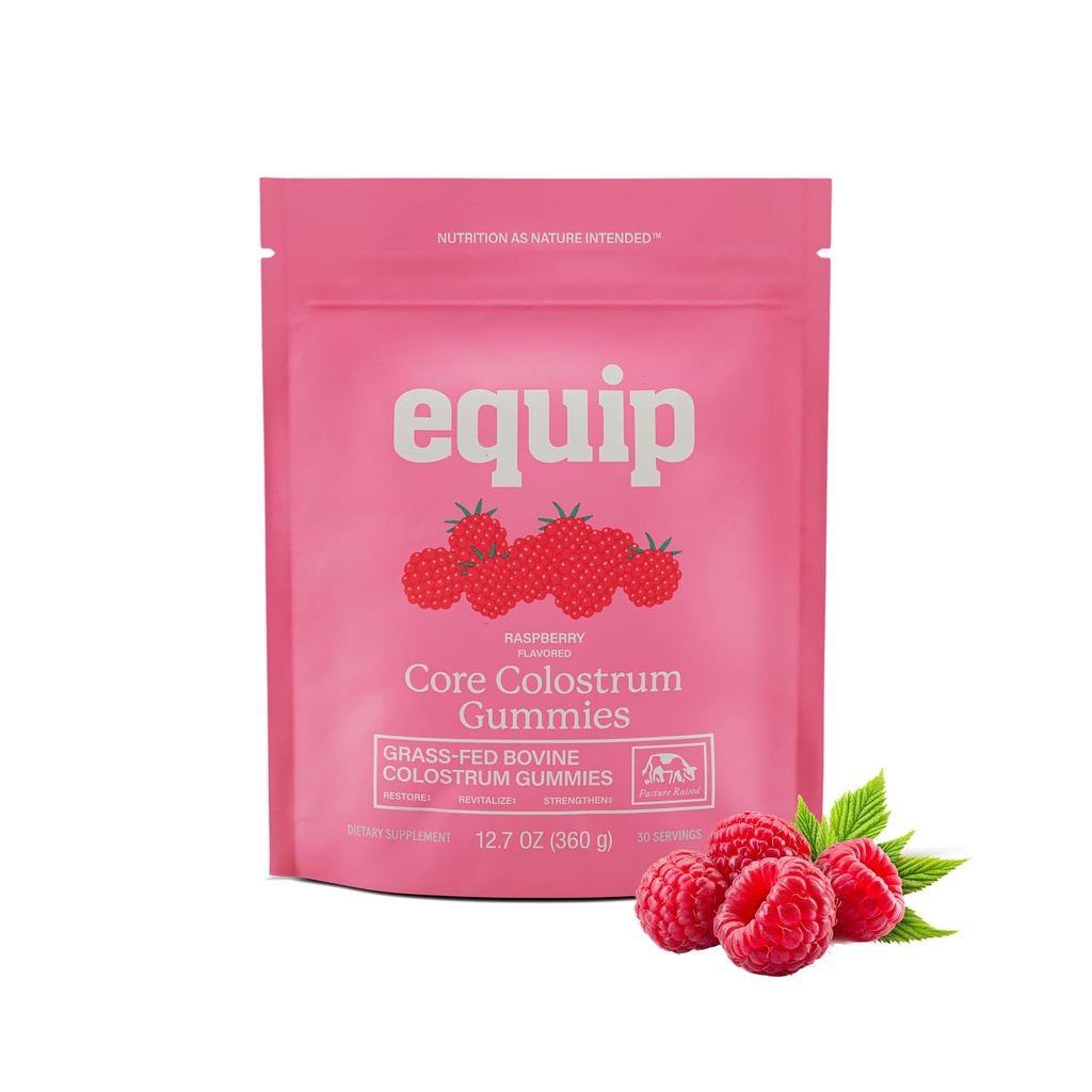 Equip Foods Core Bovine Colostrum Gummies - Νοστιμότατο 1g Per Seving Grass Fed Colostrum Supplement - Υγεία των ορνίθων, Ανοσία, Ανάκτηση, Μαλλιά & Δέρμα - 60 Bovine Colostrum Gummies, 30 Υπηρεσίες, Βατόμουρο