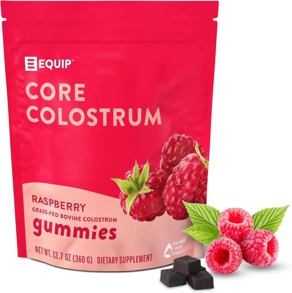 Equip Foods Core Bovine Colostrum Gummies - Lezzetli 1g Per Seving Grass Fed Colostrum Supplement - Gut Health, Immunity, Recovery, Hair & Skin - 60 Bovine Colostrum Gummies, 30 Hizmet