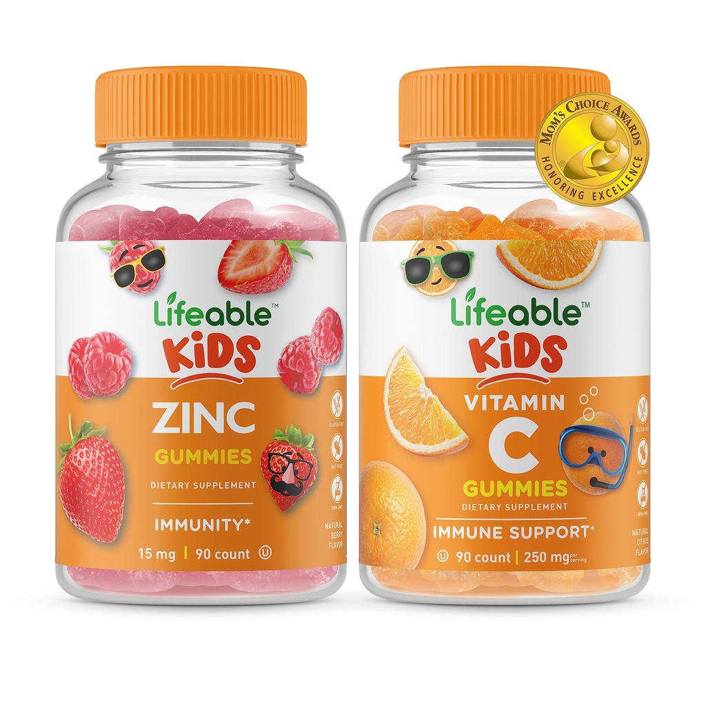 Lifeable çinko Kids + Vitamin C Kids, Gummies Sche - Great Tasting, Vitamin Supplement, Gluten Free, GMO Free, Chewable Gummy Gummy