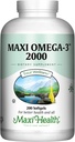 Omega 3 Supplement - Omega-3 Fish Oil 2000mg - EPA & DHA'nın Doğal Kaynağı - Kalp, Beyin ve Ortak Sağlık - Kosher sertifikalı Vahşi Caught Marine Fish - 200 Vegetarian Softgels by Maxi Health
