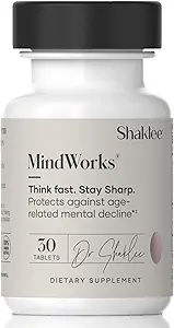Shaklee MindWorks® - Beyin Sharpness & Focus için Beyin Sağlığı Supplement - Desteklenen Nutrients & Extracts - Chardonnay Grape Tohum Polifenols, Guarana Ekstraksiyon, B6, B12, Folate - 30 Tabletler