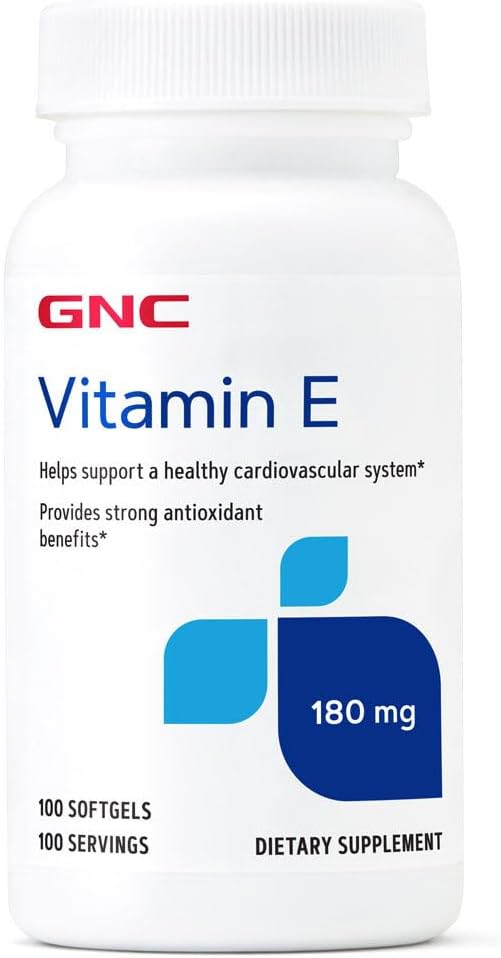 GNC Vitamini E 200 mg Supplement, Sağlıklı Bir Kartiovasküler Sistem Destek, 100 Hizmet