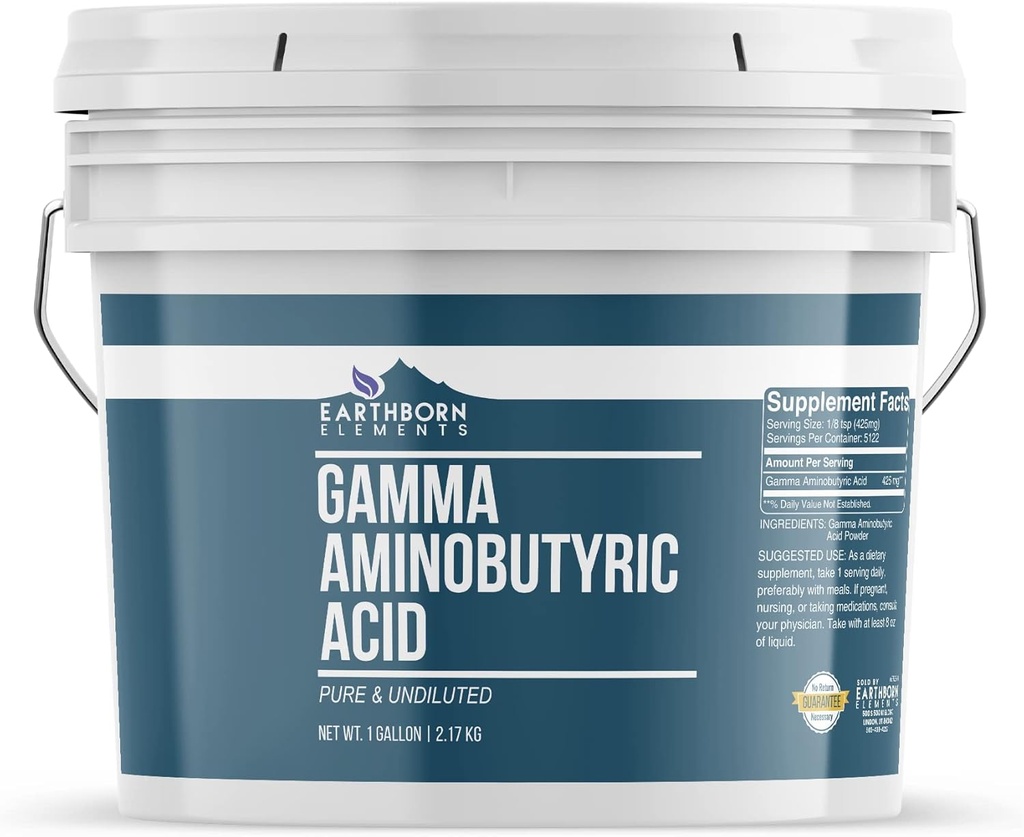 Earthborn Elements Gamma Aminobutyric Acid (GABA) 1 Gallon Bucket, καθαρό & μη αραιωμένο, συμπλήρωμα διατροφής