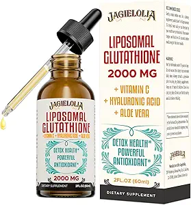 Liposomal Glutathione Liquid 2000MG – Συμπλήρωμα Αντιοξειδωτικής Αποτοξίνωσης για γυναίκες & άνδρες, Άμυνα γήρανσης, Λειτουργία ήπατος & Ενέργεια, με Υαλουρονικό οξύ + Αλόη Βέρα + Βιταμίνη C, Φυσικό & Vegan, 12 FL.OZ