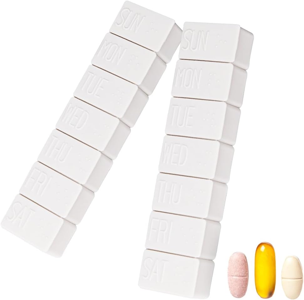 2Pack Weekly Pill Organizer,Extra Large 7 Days Pill Cases Travel Daily Pill Box for Fish Oil, Steels Supplements and Other Vitamin Pill
