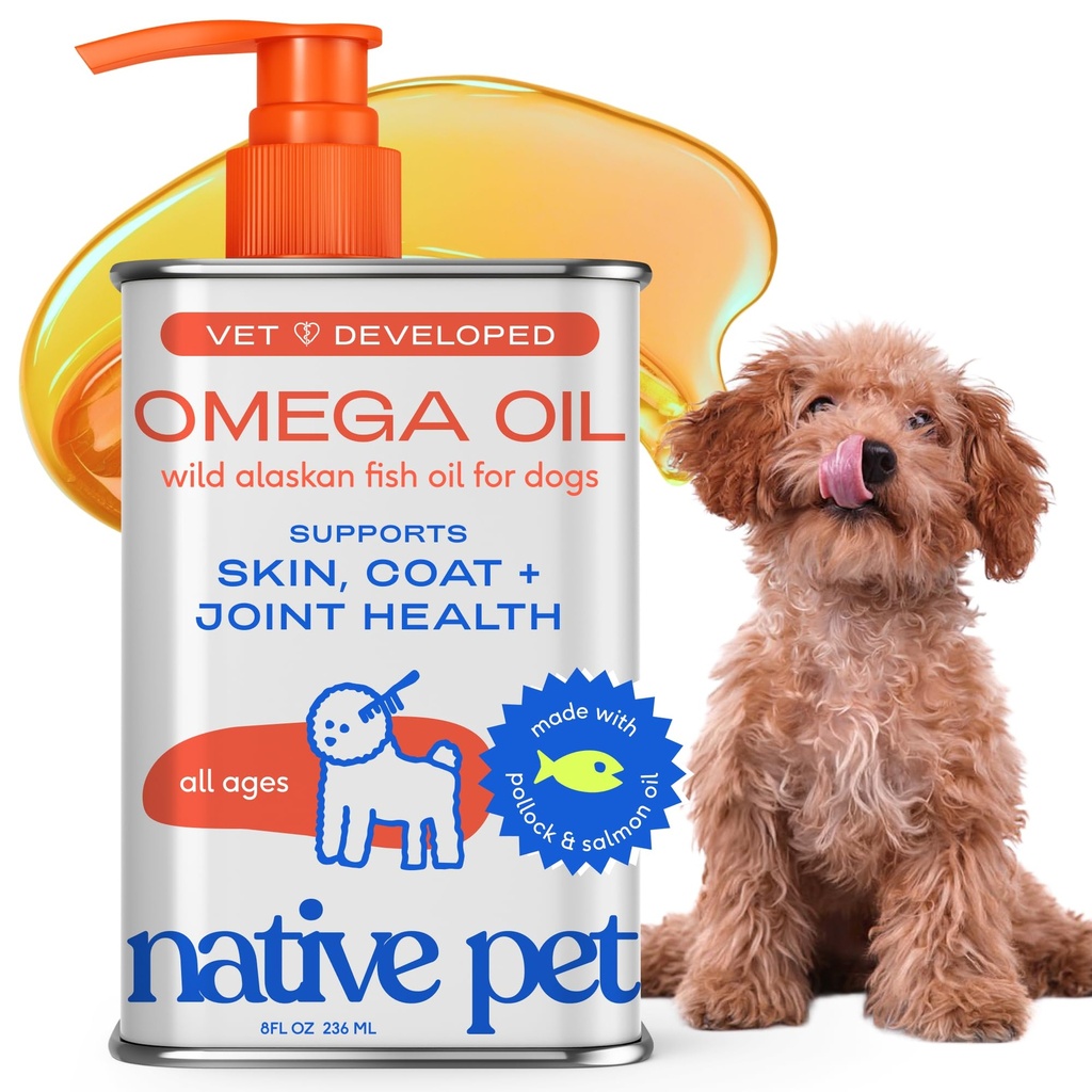 Yerli Pet Omega 3 Köpekler ve Kediler için Balık Yağı - Sağlıklı Cilt, Shiny Coat, ve Güçlü Ortaklar - Vahşi Alaskalı Salmon Yağı Köpekler için - Tasty, Fast-Absorbing Omega 3 6 9 Liquid Supplement- 8ozbing Omega 3 6 9