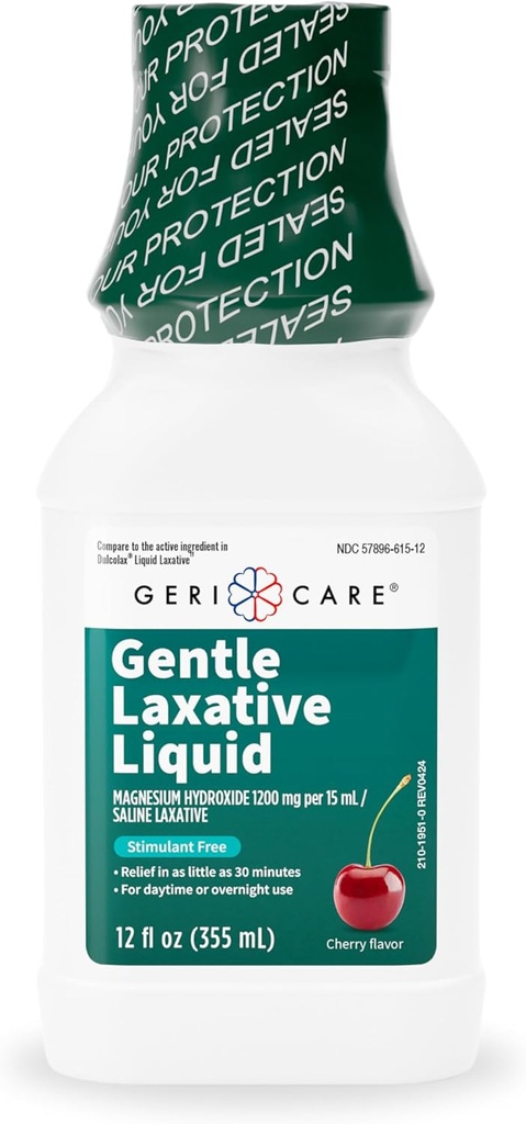Liquid Laxative GeriCare για την ανακούφιση της δυσκοιλιότητας - Maximum Strength Stool Αποσκληρυντής με Υδροξείδιο Μαγνησίου, Γάλα Μαγνησίας Κεράσι Γεύση, και Colonoscopy Prep Υποστήριξη, Simulant Free 12 oz