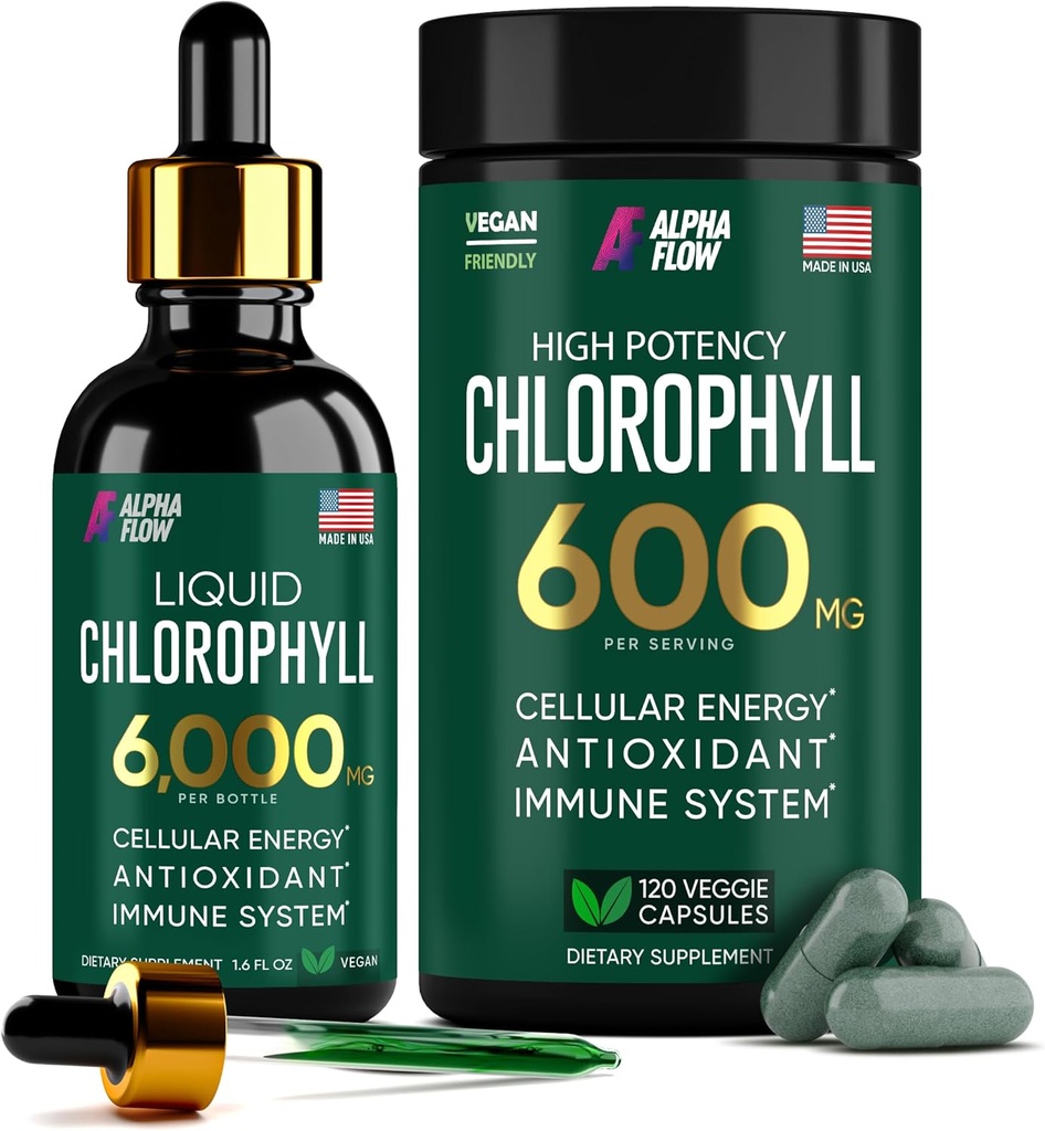 (Bundle) Sıvı Chlorophyll Drops & Chlorophyll Capsules – Natural Energy, Immune Support, Internal Freshness ve Anti Supplementoksit