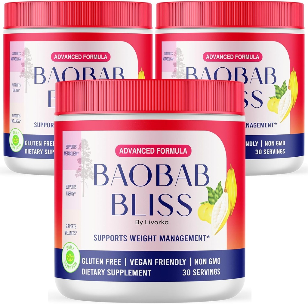 (3 Pack) Baobab Bliss Toz, Baobab Bliss Organik Toz, Baobab Bliss Toz Tüm Doğal Fiber Tamam, Baobab Bliss Meyve Tozu, Baobab Bliss Toz Organik İnceleme, 3 Ay Için 90 Hizmet