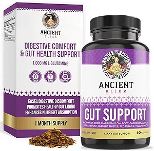 Eski Bliss Leaky Gut Supplement, L Glutamine Capsules for Gut Support with feat Thistle and Hydrangea Root, Vegan and Non-GMO, 60 Capsules