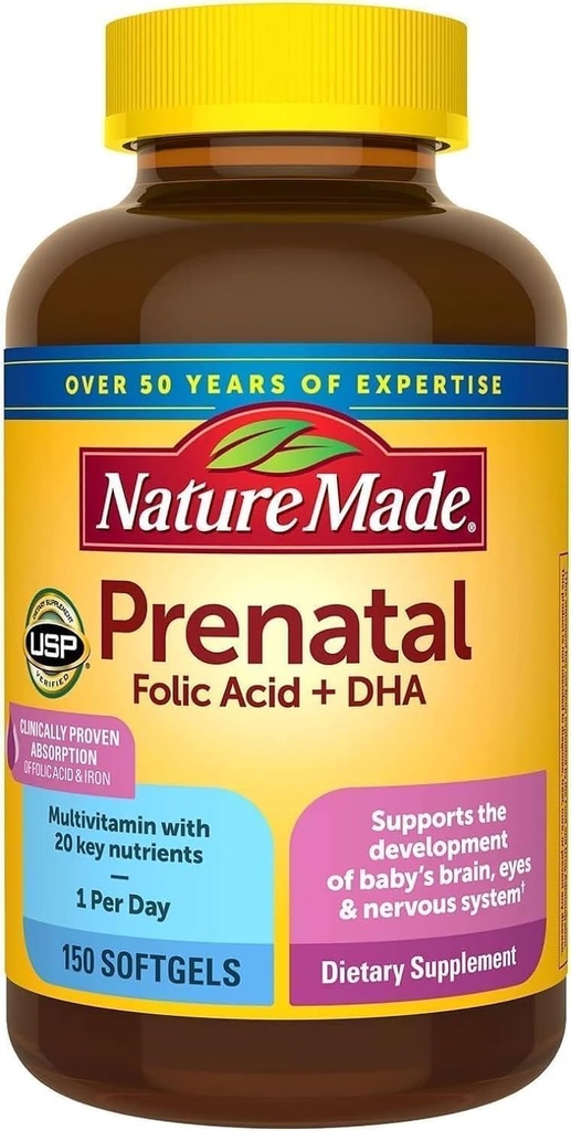 Nature Made Prenatal + Dha 200 mg Diyeter Supplement (Netcount 150 Soft Gels), 150K ()