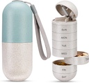 Zannaki 2 σε 1 Pill Organizer με Cutter, Grain Fiber Weekly Pill περίπτωση Μεγάλο διαμέρισμα απόδειξη υγρασίας, Μαγνητική κλειδαριά, BPA Free Travel Hiking Pill Box 7 Day to Hold Pills, Vitamins, Fish Oil, Συμπληρωματικά