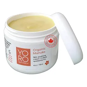 Organic Manuka Skin Soothing Cream for Sensitive Dry Skin, Original Formula, Itch Relief, Honey Eczema Relief, Natural Psoriasis Moisturizer & Dyshidrotic Eczema Balm for Face and Body (4 OZ)