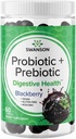 Swanson Probiyotik + Prebiyotik Gummies - Digestive Support Supplement Proting Digestive Function & Bowel Regularity - Immune Health - (BlackBerry, 60 Gummies)