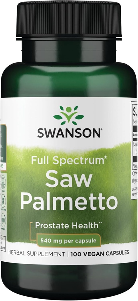 Swanson Saw Palmetto - Erkek Prostate Health Support - Natural Hair Supplement & Urinary Health Support - 540 mg 100 Capsules