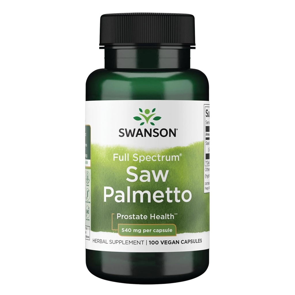 Swanson Saw Palmetto - Erkek Prostate Health Support - Natural Hair Supplement & Urinary Health Support - 540 mg 100 Capsules