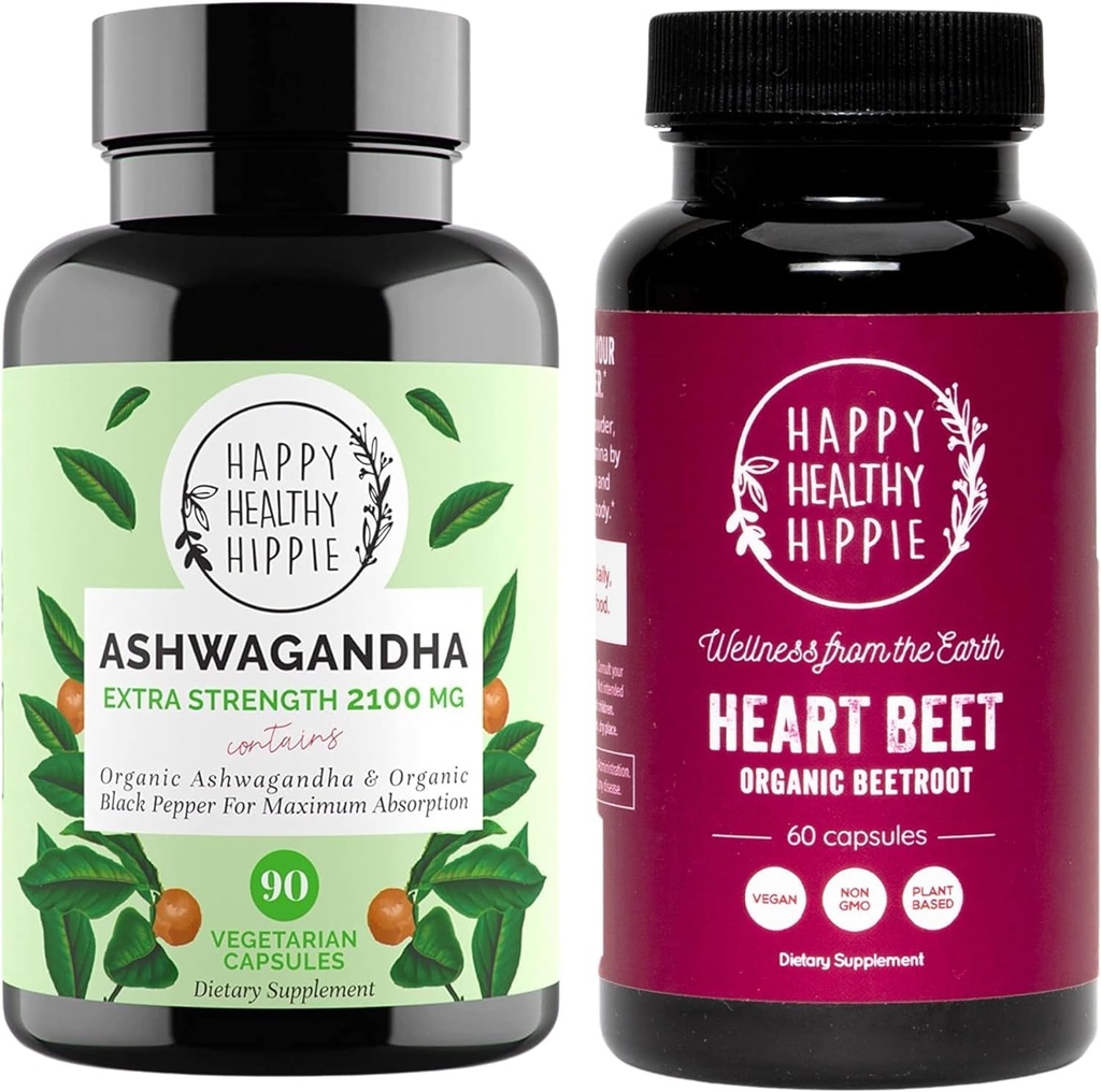 Mutlu Sağlıklı Hippie Beetroot Capsules & Organik Ashwagandha Stres Desteği Supplement Capsules