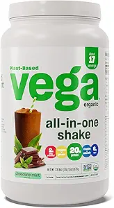 Vega Organic All-in-One Vegan Protein Powder, Chocolate Mint - Superfood Ingredients, Βιταμίνες για την υποστήριξη της ανοσίας, Keto Friendly, Pea Protein for Women & Men, 1,6 lbs (Packaging May Vary)
