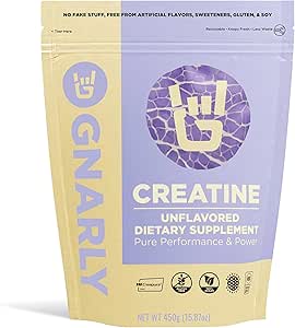 Gnarly Beslenme Kretine Toz – Krepure, Vegan Kretine Supplement – NSF Sport Onaylandı, Kurtarılan Kurtarma – Spor Beslenme – 5g Kretine Monohidrat – Unflavored, 15.87 oz