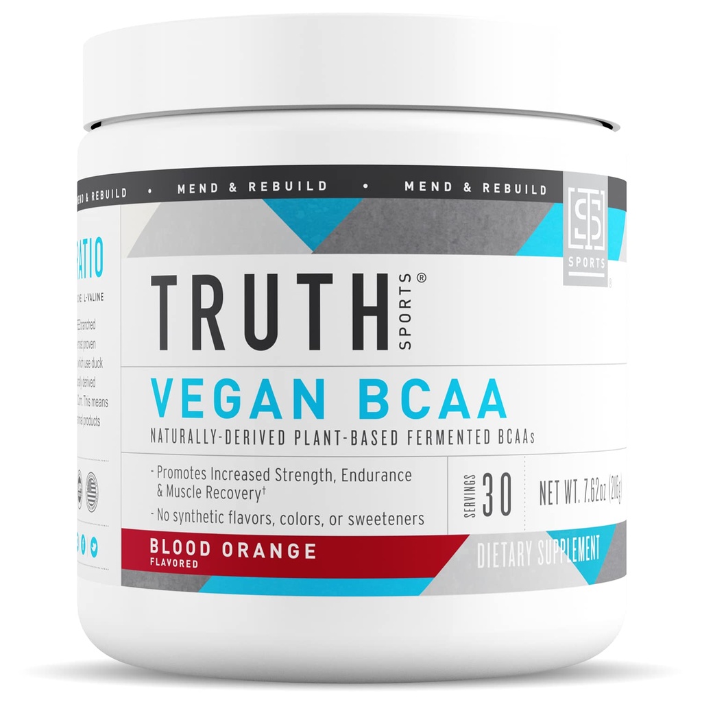 Gerçek Beslenme Vegan BCAA Toz- 2:1 Doğal BCAA'lar Enerji, Kas Binası için Toz Asits Tozu, Post Workout Recovery Candy ( Orange, 30 Hizmet)
