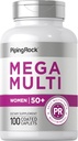 Piping Rock Women's Multivitamin 50 Plus | 100 kapaklı Caplets | Mega Multi Vitamin for Women | Non-GMO, Gluten Free Supplement
