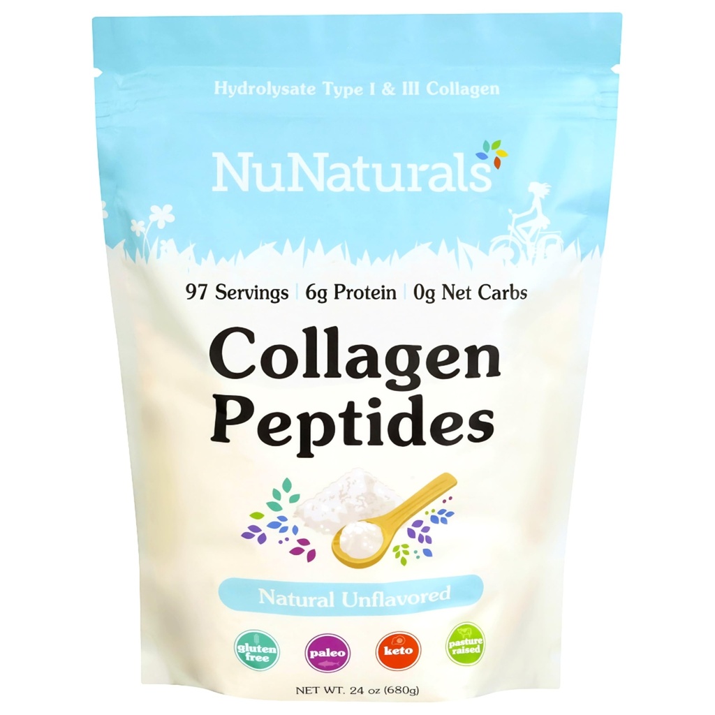 Nu naturals Collagen Peptides Toz (Type I, III), Skin, Hair ve Nail için, 24oz