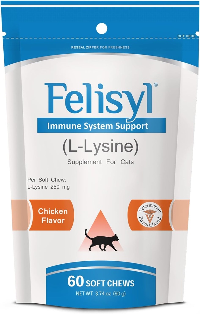 Felisyl Immune System Support for Cats - Amino Asit L-Lysine - Antibodies - Sağlıklı Doku, Respiratory Health, Vision - 60 Soft Chews