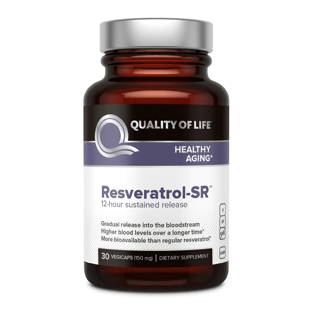 Ποιότητα της ζωής Resveratrol SR - Ισχυρή κατά της γήρανσης Όλα φυσικά Formula - 30 Vegicaps
