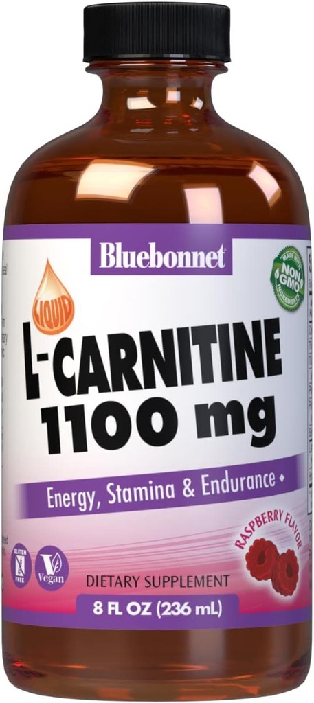 Bluebonnet Sıvı L-Carnitine 1100 mg, Raspberry, 8 Akışkan Ounce