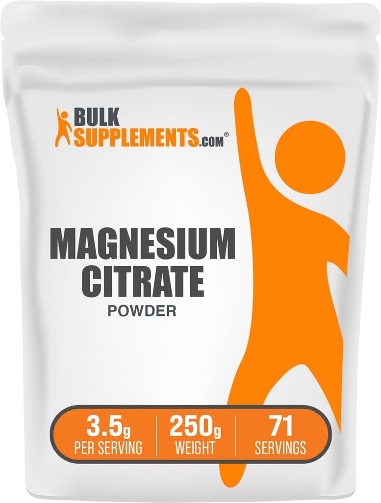 BulkSupplements.com Magnezyum Citrate Toz - Magnezyum 400 mg Supplement, Easy Absorbable - Pure & Gluten Free, 3.5g per Service, 250g (8.8 oz) (Pack of 1)