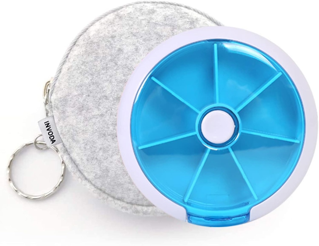 Pill Organizer Travel Pill περίπτωση για Purse Φορητή ιατρική περίπτωση Μικρές εβδομάδες Χάπια κουτί για βιταμίνες / Fish Oil / Χάπια / Συμπληρώματα (Blue+Bag)