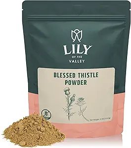 LILY OF THE VALLEY Blessed Thistle Extract Powder - Ideal for Smoothies & Juices - Milk Thistle Tea - Rich in Silymarin and Antioxidants - Vegan & Gluten-Free - Packed in Resealable Pouch (4oz, 113g)