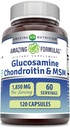 Amazing Formulas Glucosamine Chondroitin MSM 1850 mg In Service Capsules Supplement | Non-GMO | Gluten Free | Made in USA (120)