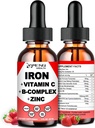 Συμπλήρωμα Υγρού Σιδήρου w/Vitamin C, A, B-Complex, Vegan Iron Drops High Potency Liquid Vitamin & Iron Συμπληρώματα για γυναίκες, άνδρες και παιδιά -Υποστήριξη Red Blood Cell, Ενέργεια, Αναιμία & Κόπωση