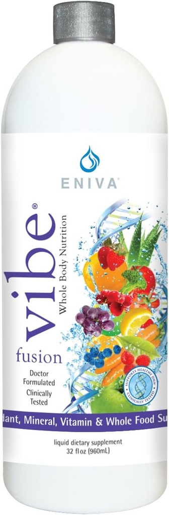 Eniva Vibe Fusion Daily Liquid Multivitamin ve Mineral Supplement Elderberry Çinko VIT C VIT D | Immunity Energy | Chocolate Cherry | 32 oz Şişe