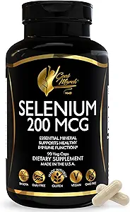 Cocó Mart N.M.D Selenium - Tiroid Sağlığı için Temel Mineral -200 mcg- 3 Ay Supply -Gluten Free, Soy Free, Süt Free, GMO Free, Vegan - 60 Capsules
