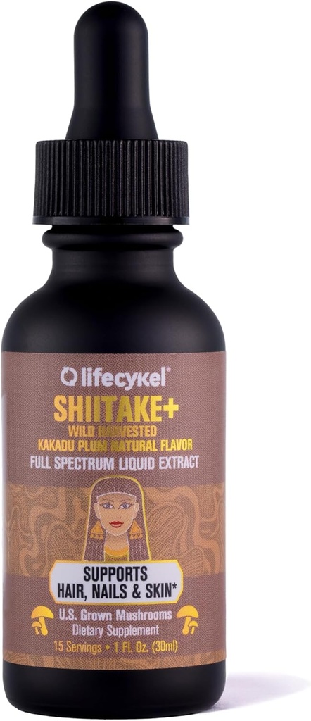 Lifecykel - Shiitake Mushroom Extract with Kakadu Plant - Advance Organic Mushroom Supplement for Hair, Nail and Skin - Potent Vitamin C Immune Boost for Yetişkinler - 1 Fl Oz