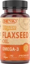 Deva Vegan Omega-3 Flaxseed Oil Supplement - 1000 MG EN Cold-Pressed & Unrefined - Fish Oil Alternative - with Omega-3 ALA - 90 Capsules, 1-Pack