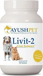 Ayush Pet Livit-2 - Dog Liver Support Supplement, Natural Liver Support for Cats, Dogs & Horses, Supports Overall Wellness, Healthy Skin and Coat for Pets - 90 Tablets