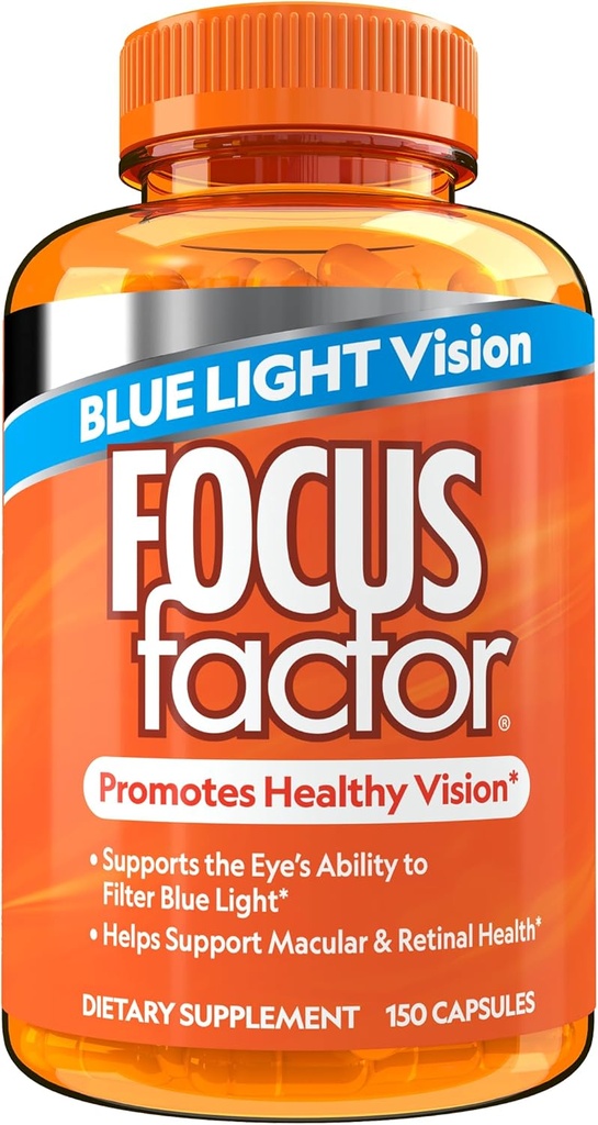 Focus Factor Blue Light Formula (150 Kont) - Blue Light Filtration Support ile Göz Vitaminleri - C vitamini ile Lutein ve Zeaxanthin Supplement, Vitamin E, Lutemax 2020® - Eye Health