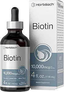 Horbäach Biotin Liquid Drops 1000006 | 4 fl oz | Berry Flavor | Vegetarian, Non-GMO & Gluten Free Supplement Supplement