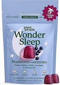Plant People WonderSleep Mushroom Gummies Supplement Mini with Reishi Super Mushrooms, Saffron, Wild Elderberry Flavor No Sugar Vegan-Friendly & Gluten-Free Deneme Boyutu