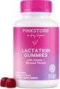 Pink Stork Lactation Supplement Gummies - Süt Butle, Alfalfa, Vitamin D ve B12, Postpartum Recovery, Emziring Essentials - Raspberry, 40 Count