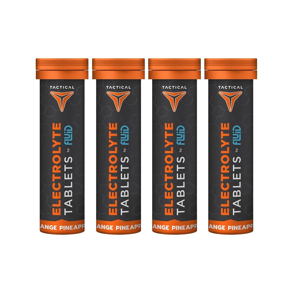 Akışkanlar Taktik- Effervescent Hydration Tabletleri, Elektrolyte Makyaj ve Dehidrasyon Önleme, 4 Pack, 40 Hizmet (Orange Pineapple)