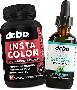 Kolon Cleanser Detox & Chlorophyl Liquid Drops - 15 Gün Koloni Ginger, Liquid Chlorophyll Drops Body Odor Internal Deodorant - Poop Bowel Movement Supplements Intestinal Gut Support Support