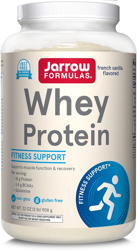 Jarrow Formulas Protein 18 g ile Whey proteini, BCAA'ların 3.8 g ve Glutamine, Muscle Function & Recovery Support için Diyetsel Supplement, 32 oz Vanilla Flavored Toz, Yaklaşık 36 Gün Supply