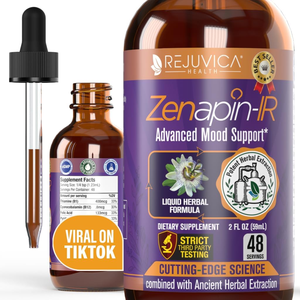 Rejuvica Health Zenapin IR - Gelişmiş Mood Support Liquid Supplement - Kava Kava Kava, Ashwagandha, Passionflower, Chamomile, B-Vitamins & More